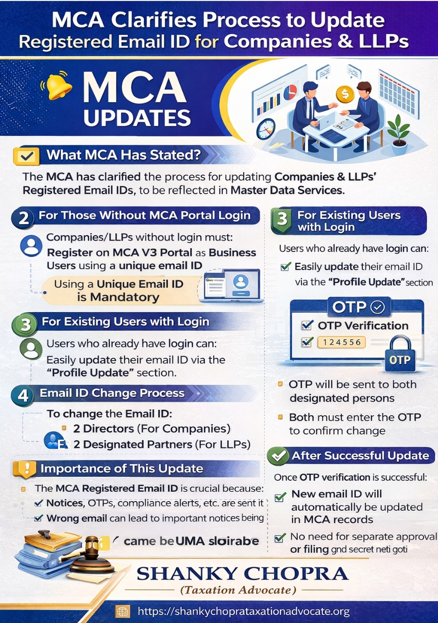 MCA Clarifies Process to Update Registered Email for Companies & LLPs